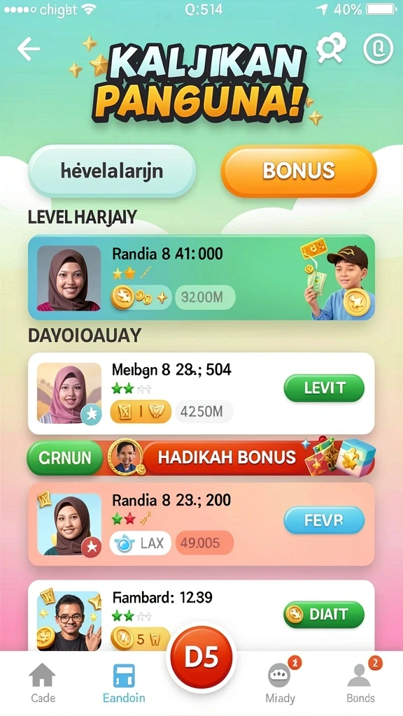 Fitur tantangan harian yang mengasyikkan.