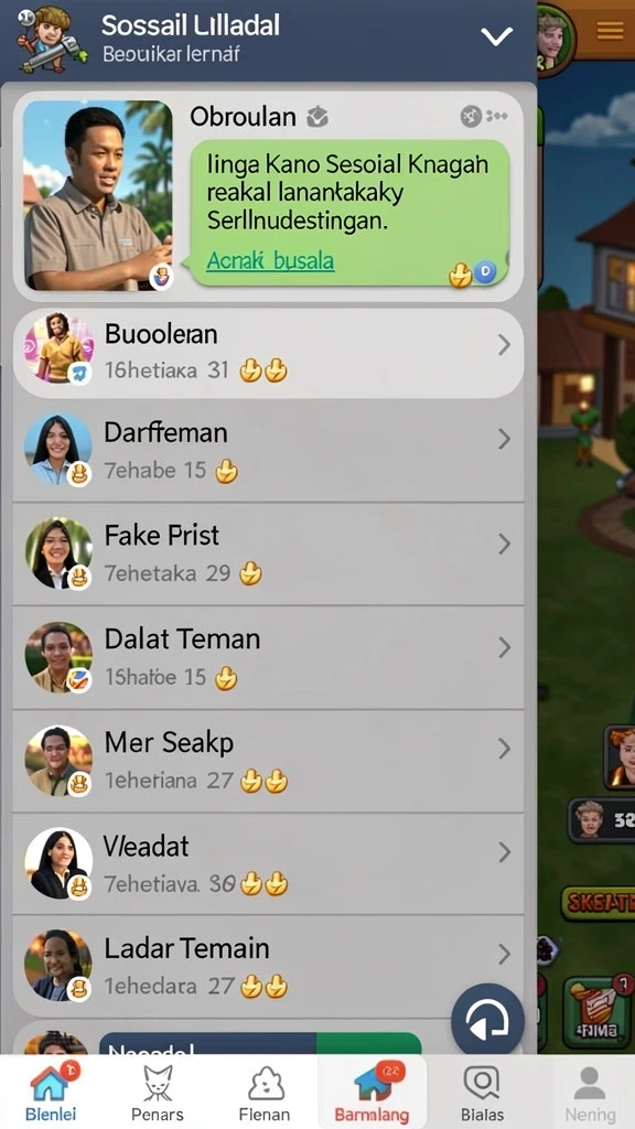 Fitur multiplayer yang memungkinkan interaksi dengan teman.